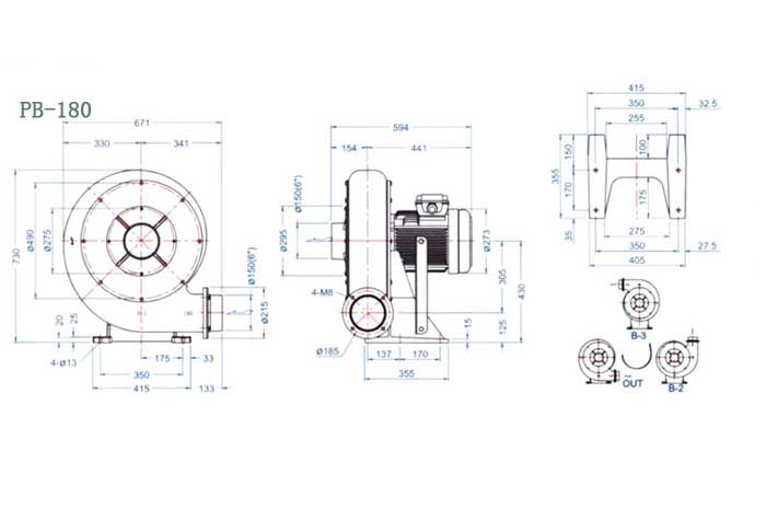 PB-180,5.5kw透浦式鼓風機